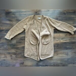 Cottagecore Goodnight Macaroon Camel Knit Cardigan | Open Front Sweater Jacket